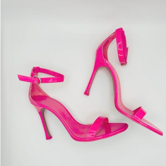 Amina Muaddi Kim Bubble Gum pink patent calf leather stiletto strap size 39 - Picture 2 of 12